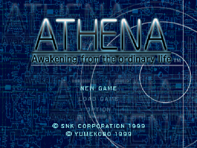 Athena: Awakening From the Ordinary Life title screen for Playstation